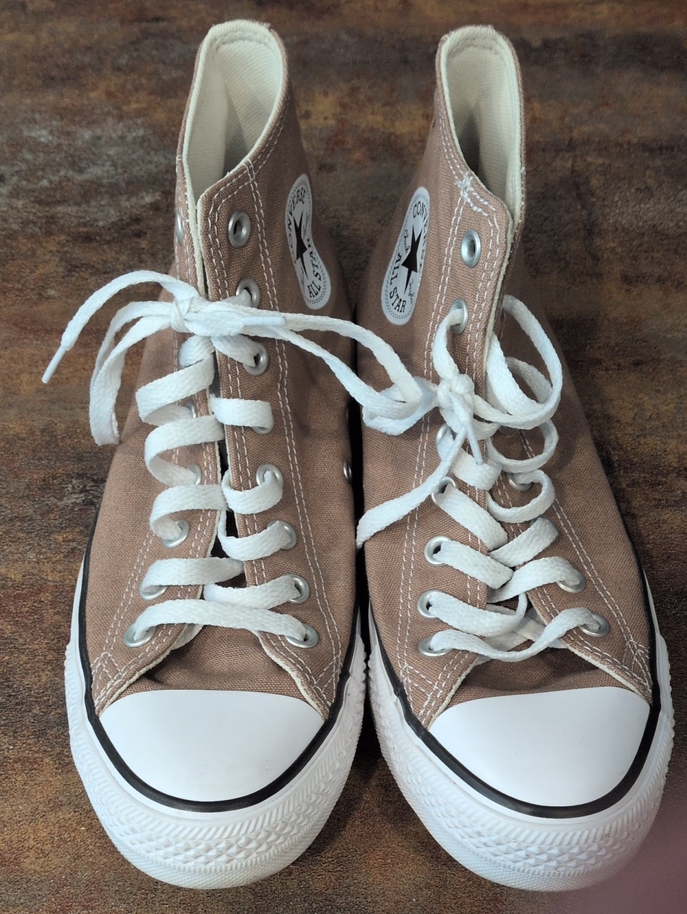 Converse Chuck Taylor All Star High Tops Tan Brown Beige Canvas Shoes Mens 8 Wom